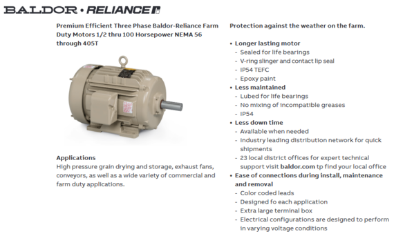 Baldor Farm Duty Motor Features